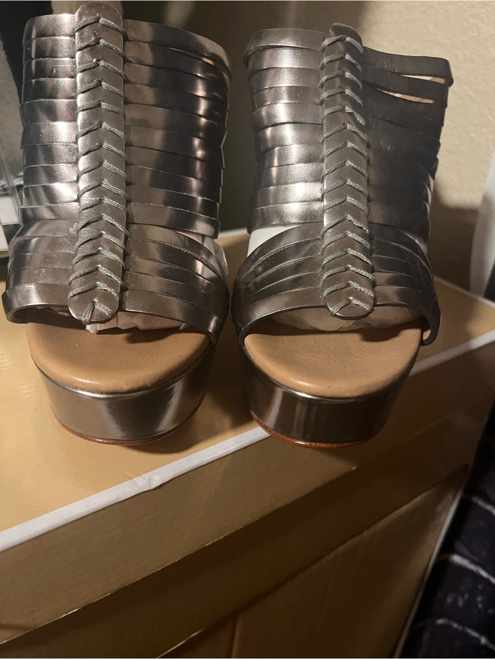 Coach Metallic Braided Platform Sandals